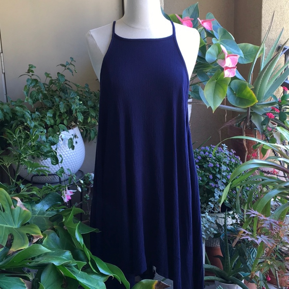 💙 Dark blue asymmetrical racer back summer dress
